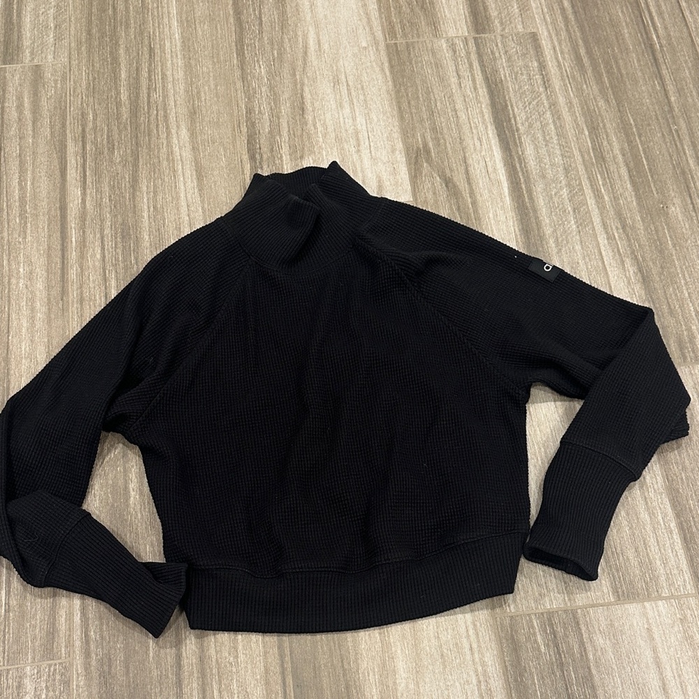 Alo cropped long sleeve waffle turtleneck